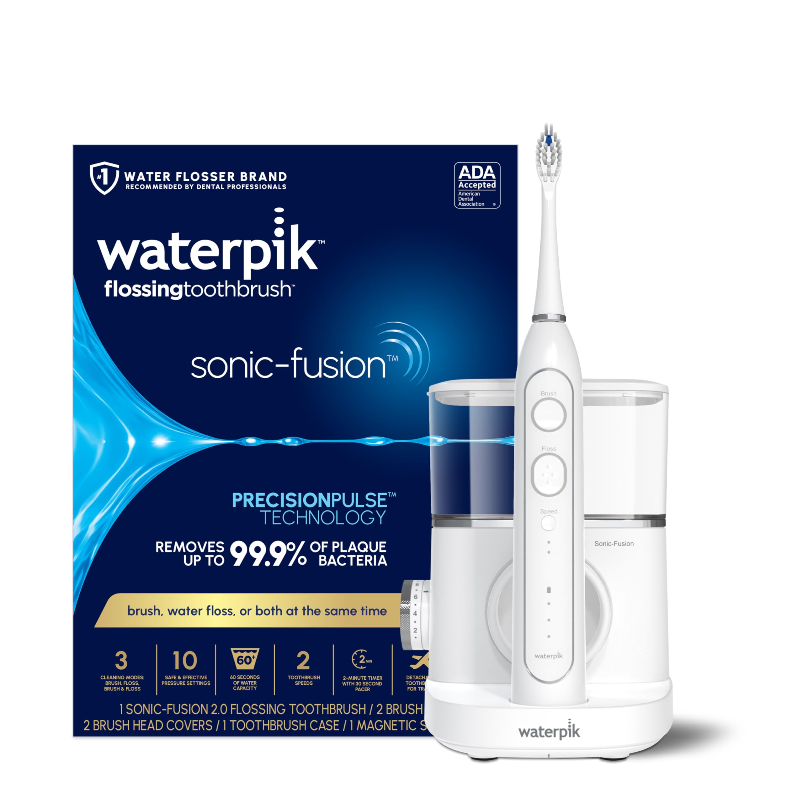 Waterpik Sonic-Fusion Flossing Electric Toothbrush Water - Product Imagery