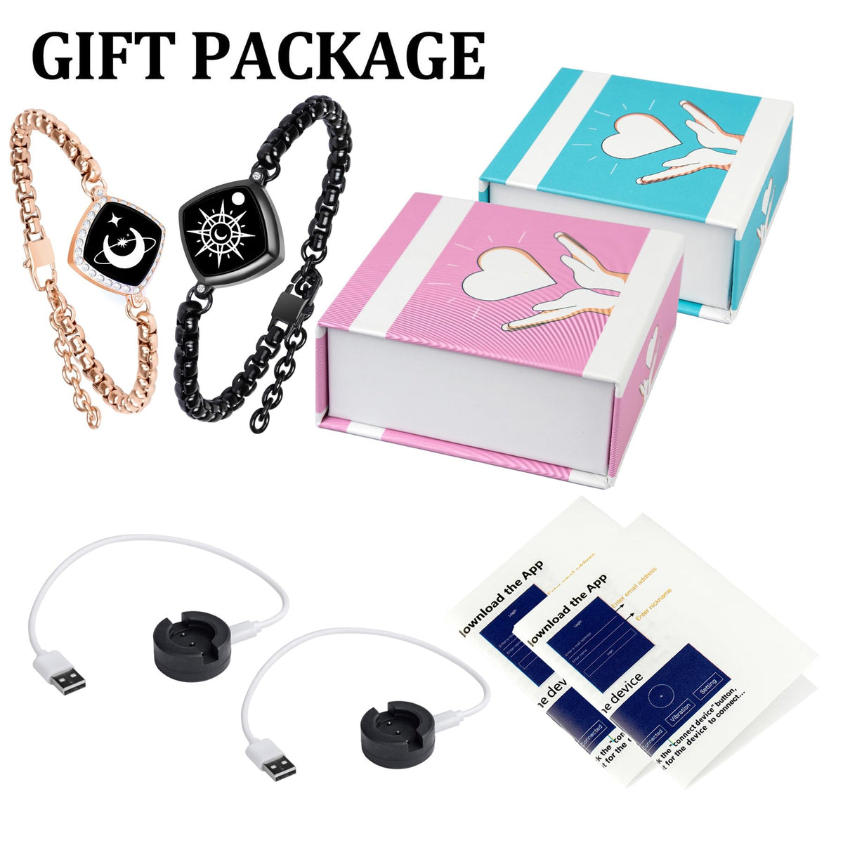 PULOMI Long Distance Touch Bracelets, Vibration & Light up Remote Smart Matching Couples Bracelet for Couple Long Distan