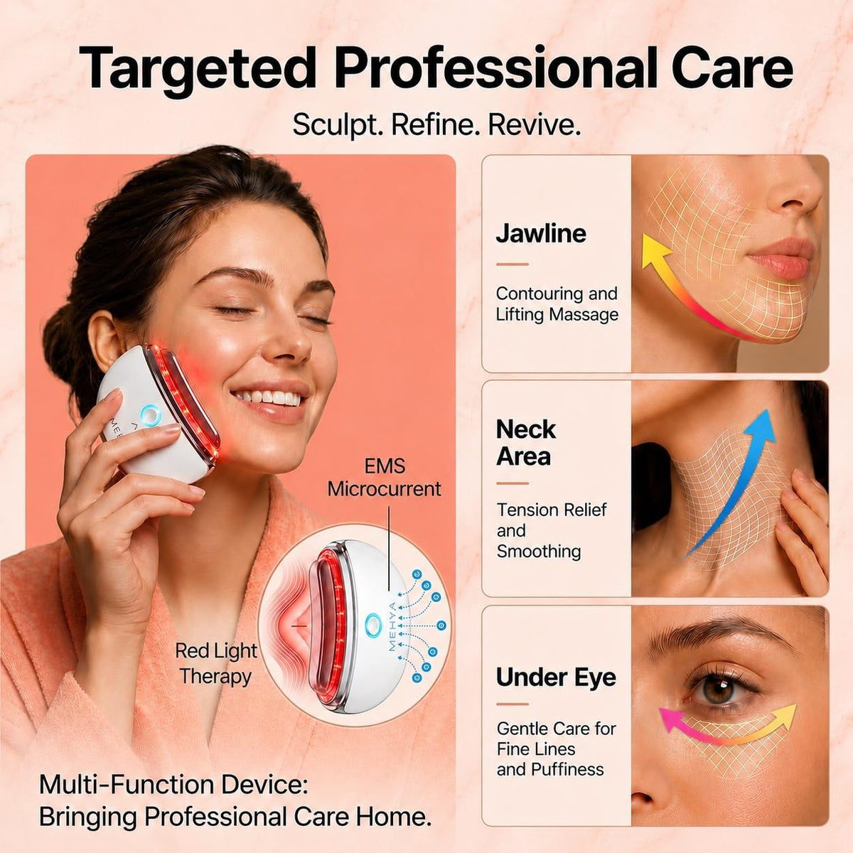MEHYA Advanced Facial Massager – Professional Electric Gua Sha & Face Sculpting Tool with Heat, Vibration & Micro-Curren