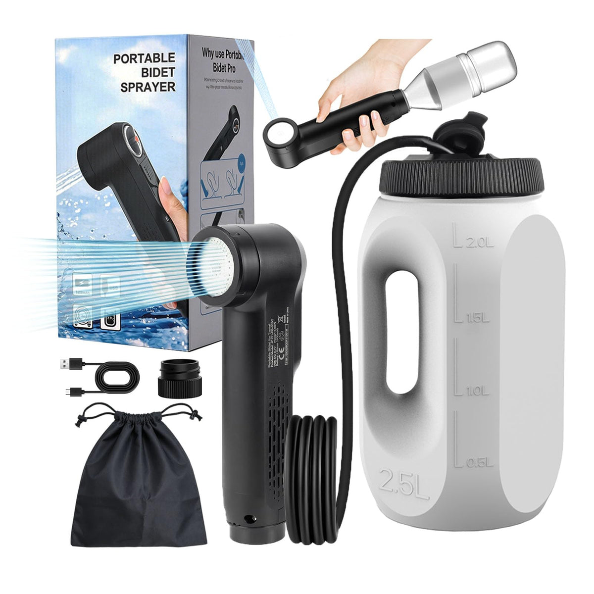 YRJCHCG Portable Bidet Travel,Electric Portable Shower Sprayer,Peri Bottle – product photo (Bidets)