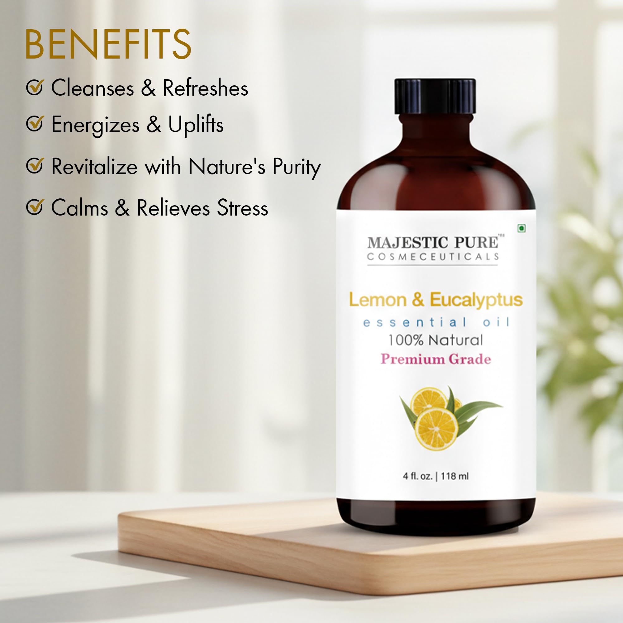 Majestic Pure Lemon Eucalyptus Essential Oil 4oz Diffuser