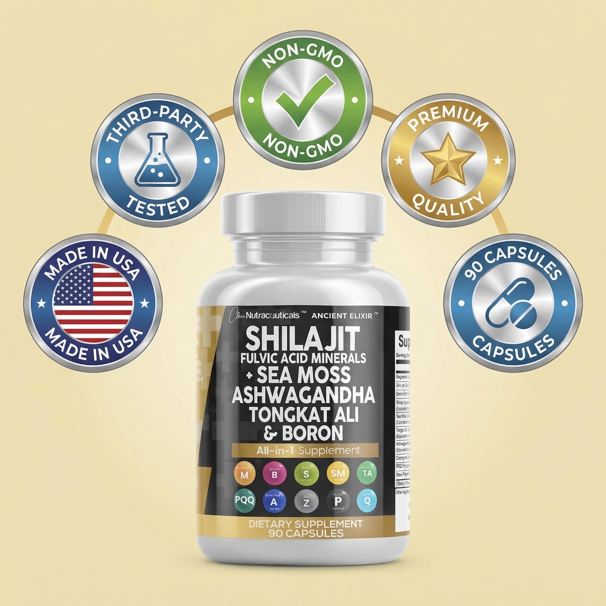Shilajit Supplement for Men – Sea Moss, Ashwagandha, 90ct