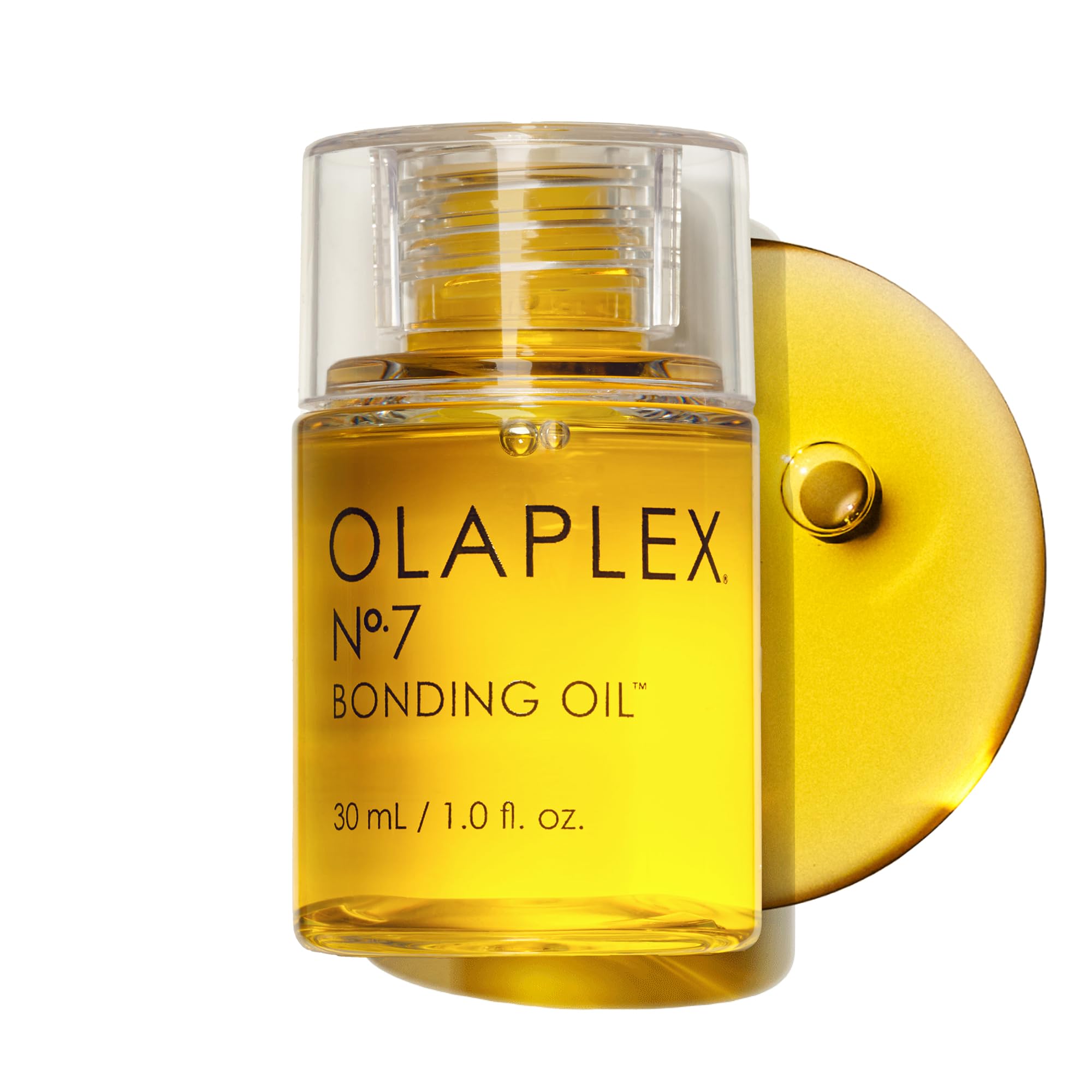 Olaplex No.7 Bonding Hair Oil bottle with high shine formula, 30 mL, designed for hair styling and nourishment.