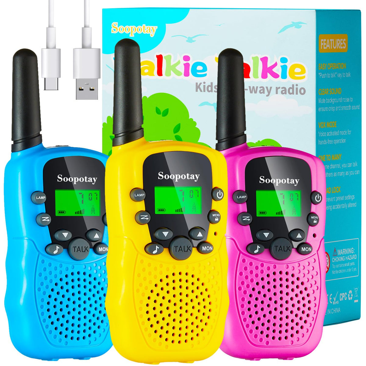 Rechargeable Walkie Talkies for Kids Games Gifts Toys for - Soopotay Official Imagery - 2