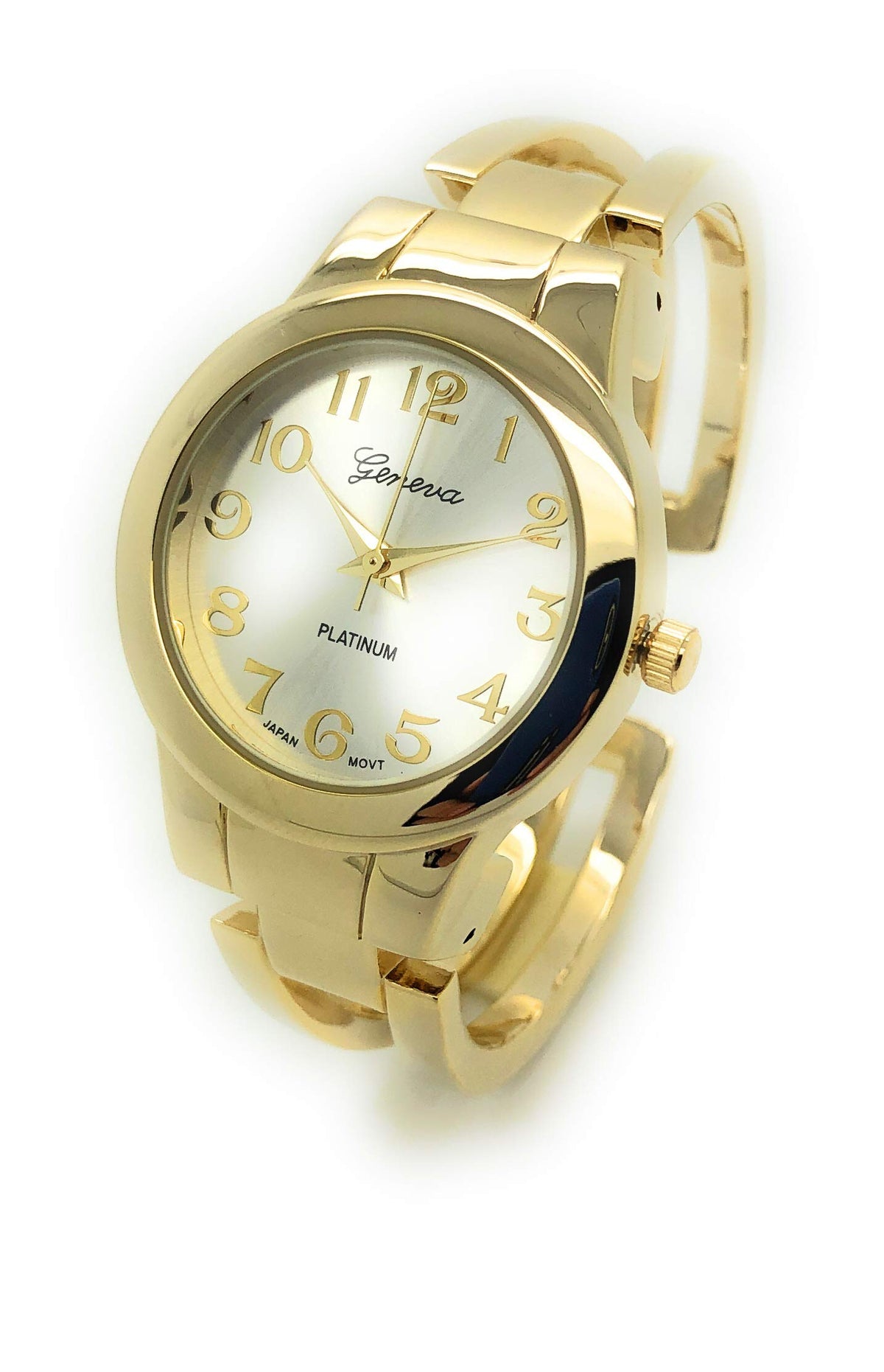 all4udeals Ladies Round Elegant Simple Casual Metal Bangle Cuff Fashion Watch Easy Reader Dial – two tone