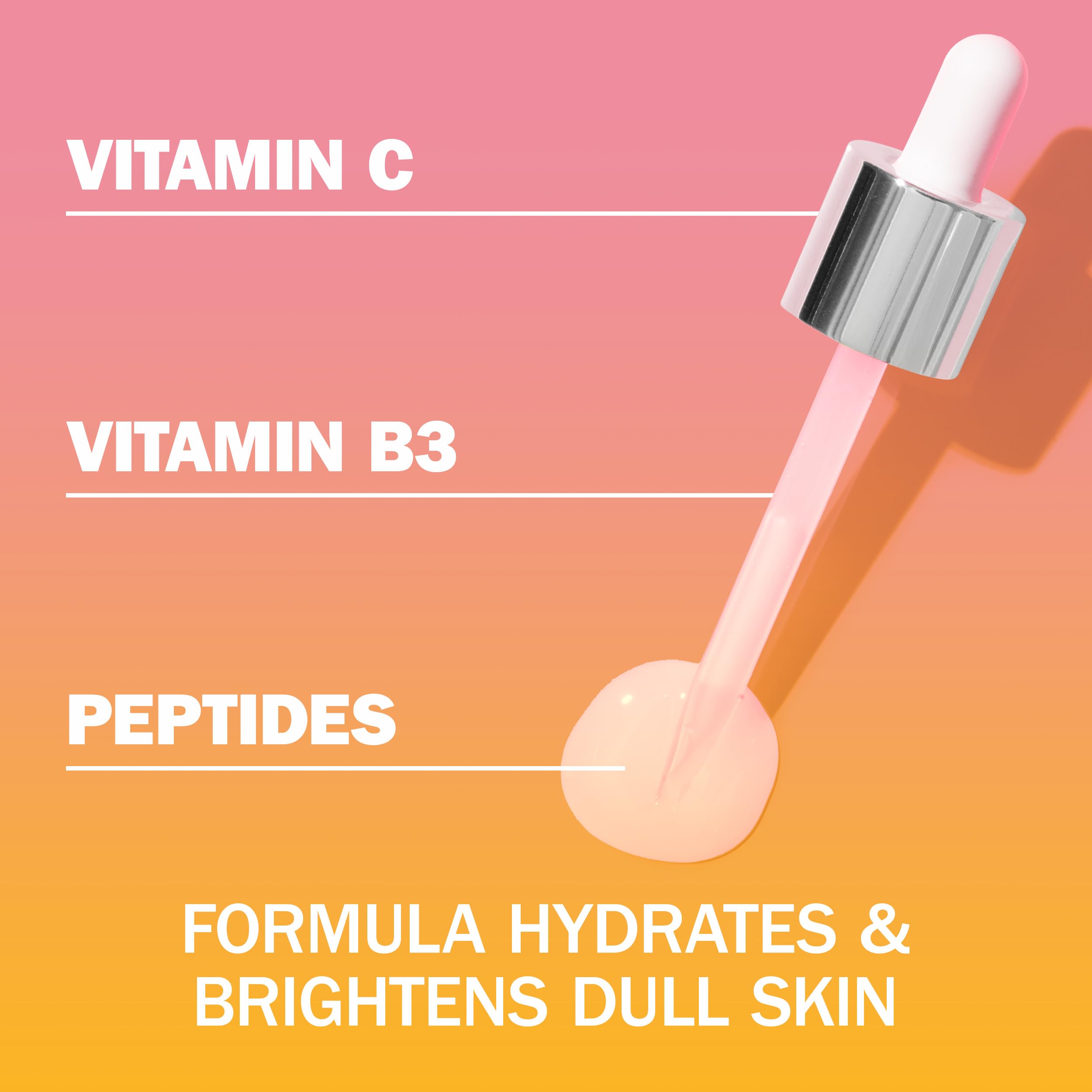Olay Vitamin C Max Brightening Face Serum in a 1.3 oz bottle with a dropper, showcasing its clear liquid and brightening formula.