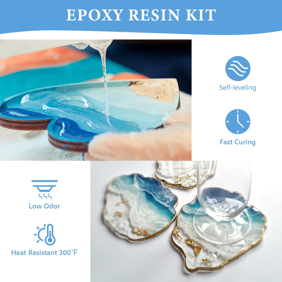 FUHITIM 1 Gallon Crystal Clear Epoxy Resin Kit, High-Glossy& No Bubbles, Art & Casting Resin with 16 Epoxy Resin Pigment