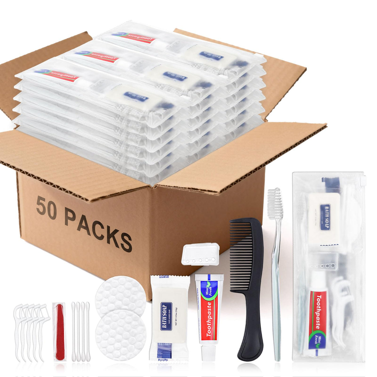 50 Sets Personal Hygiene Kit Bulk Disposable Toothbrushes - HQSLsund Official Imagery - 2