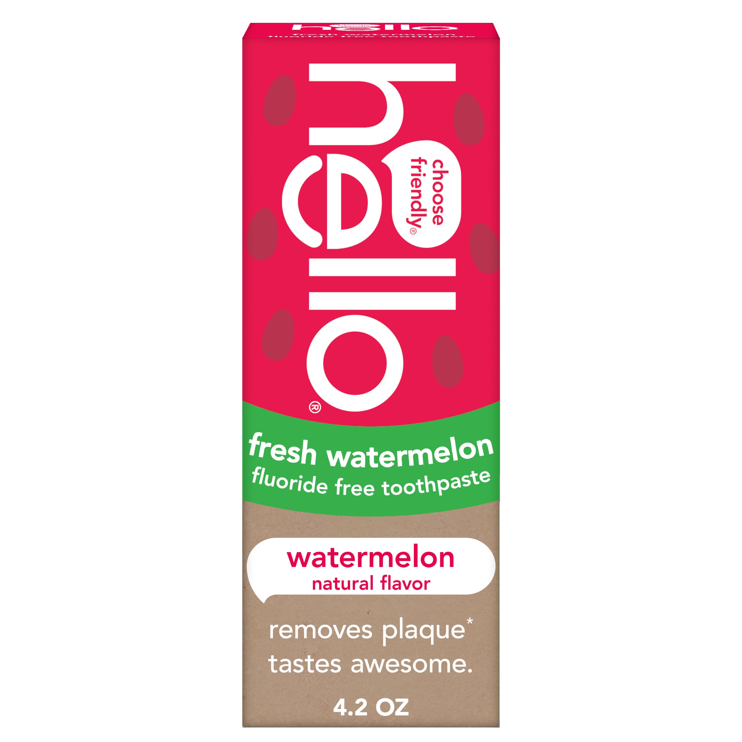 hello Kids Fluoride Free Toothpaste, Fresh Watermelon, 4.2 oz - Product Imagery