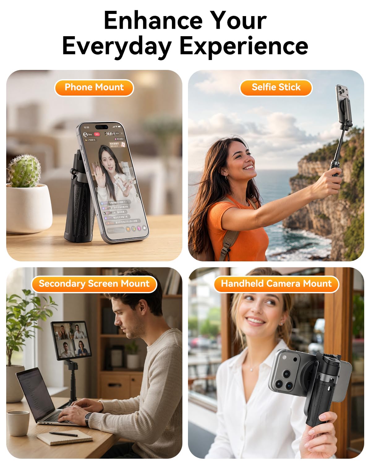 ALAFLY Portable Travel Monitor Stand, Magnetic Height Adjustable Tripod Mount, Mini Pocket Size Foldable Screen Holder f