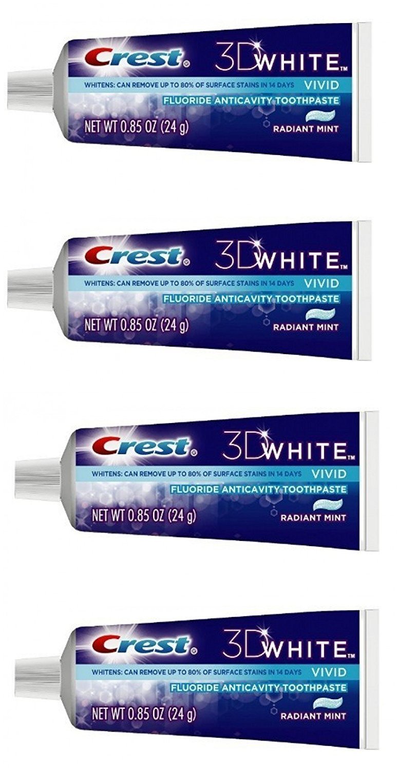 Crest 3D White Vivid Fluoride Anticavity Toothpaste Radiant Mint - Product Imagery