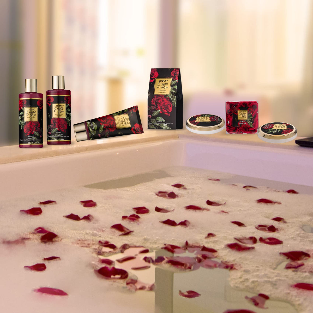 LOVERY Mothers Day Gifts from Daughter and Son, Spa Bath and Body Gift Set, Exotic Rose Gift Basket for Women & Men, Tha