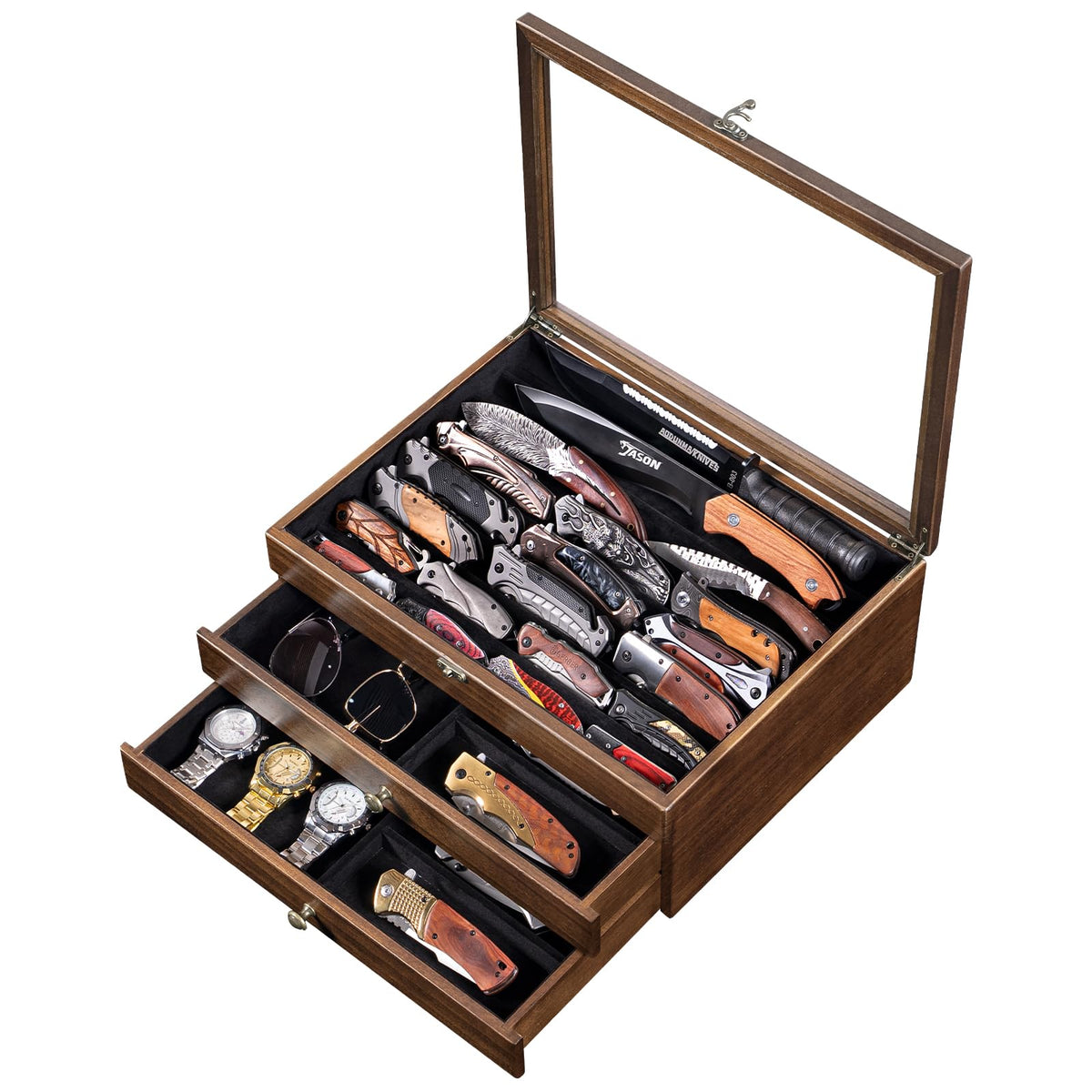 Large Knife Display Case 3 Tier Pocket Knife Organizer and - amoard Official Imagery - 2