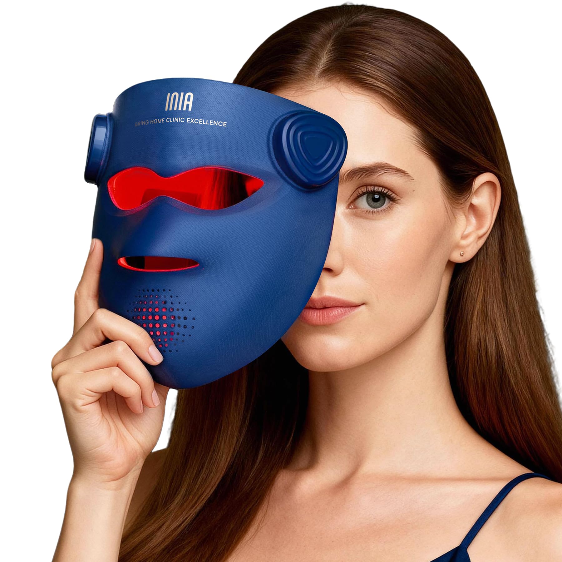 INIA GLOW 4D Wireless Red Light Therapy Mask for Face, Dual NIR, - Product Imagery