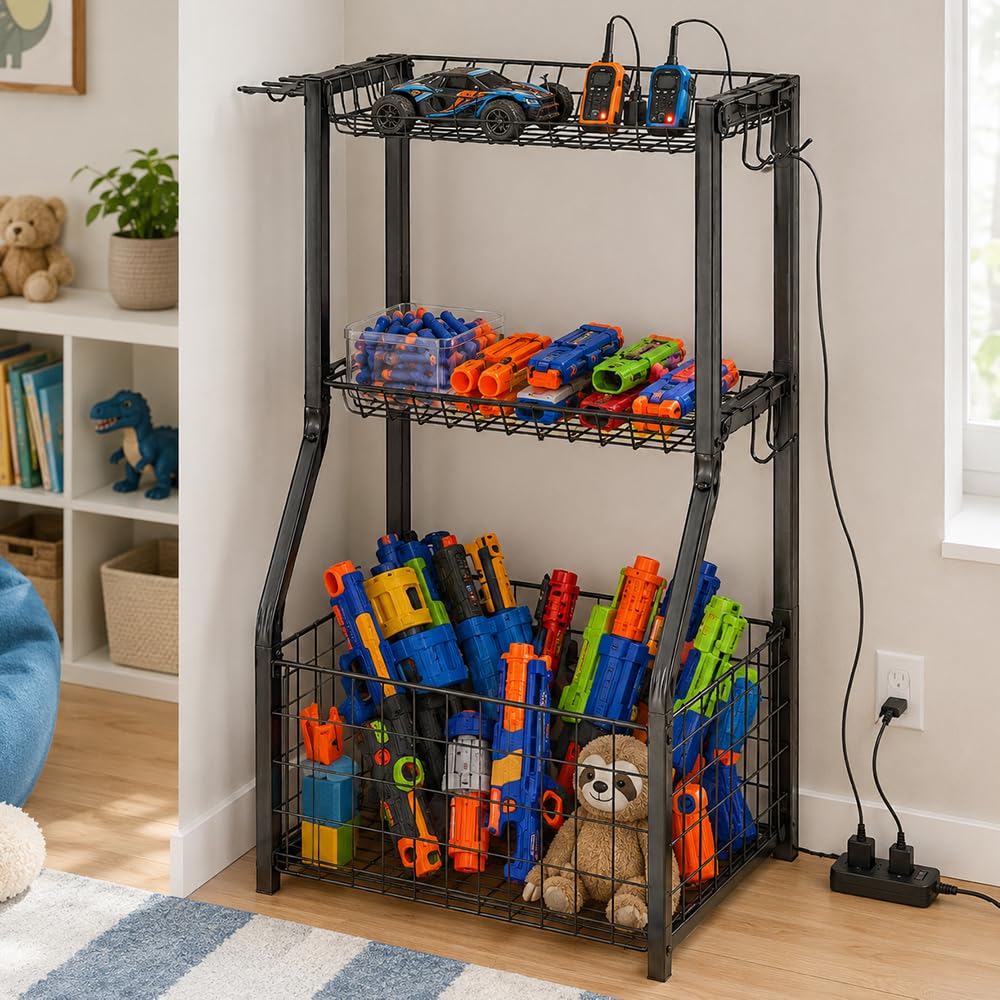 YueTong Garage Sports Organizer with Ball Rack, Bat Holder and 4 Hooks – close-up detail