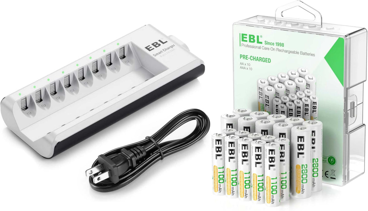 EBL AA AAA Battery Charger with Rechargeable Batteries Combo - EBL Official Imagery - 1