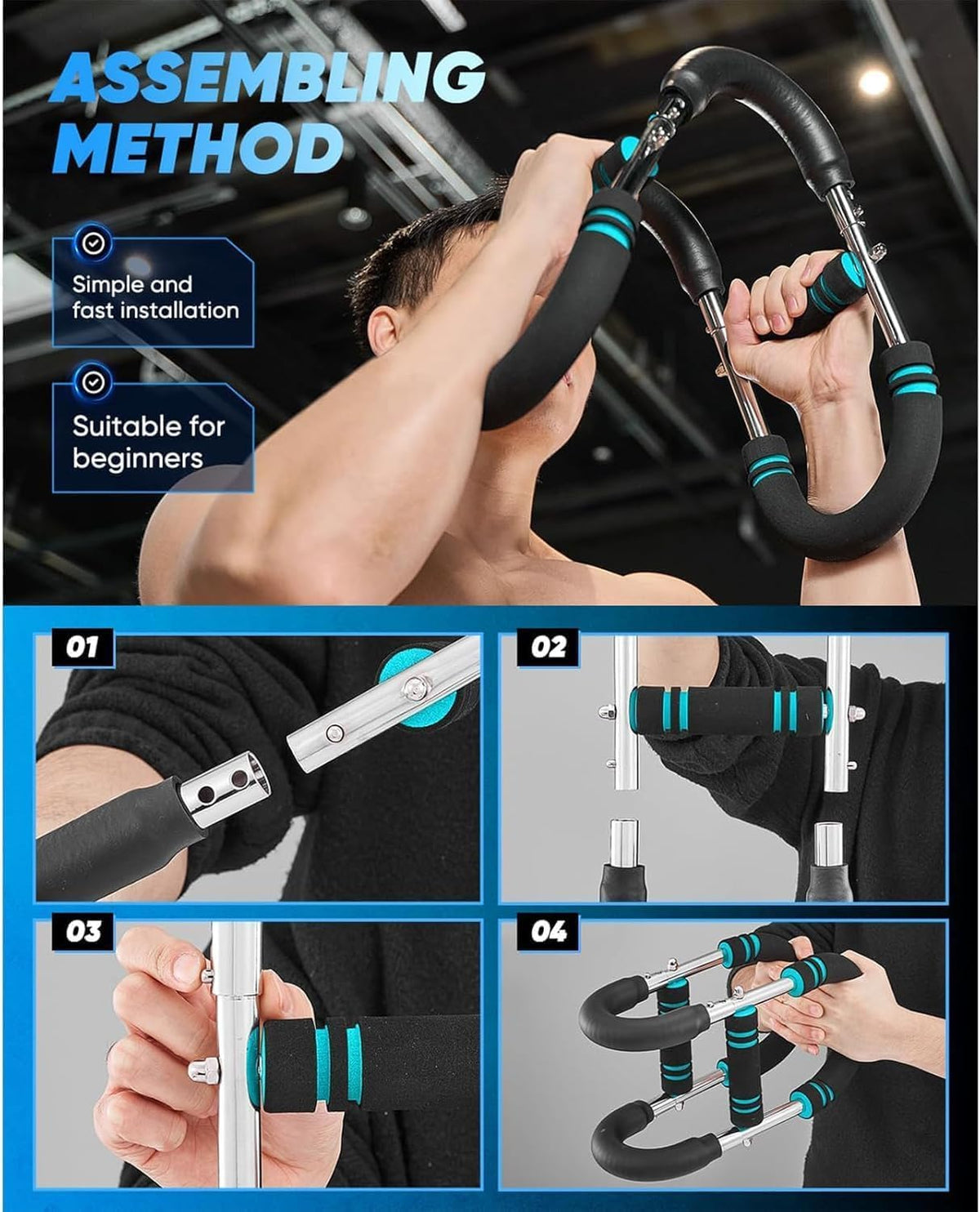 LYKAN Twister Arm Trainer, 40-100lb Adjustable Chest Workout Equipment, Arm Trainer, Twister Arm Trainer, Portable Power