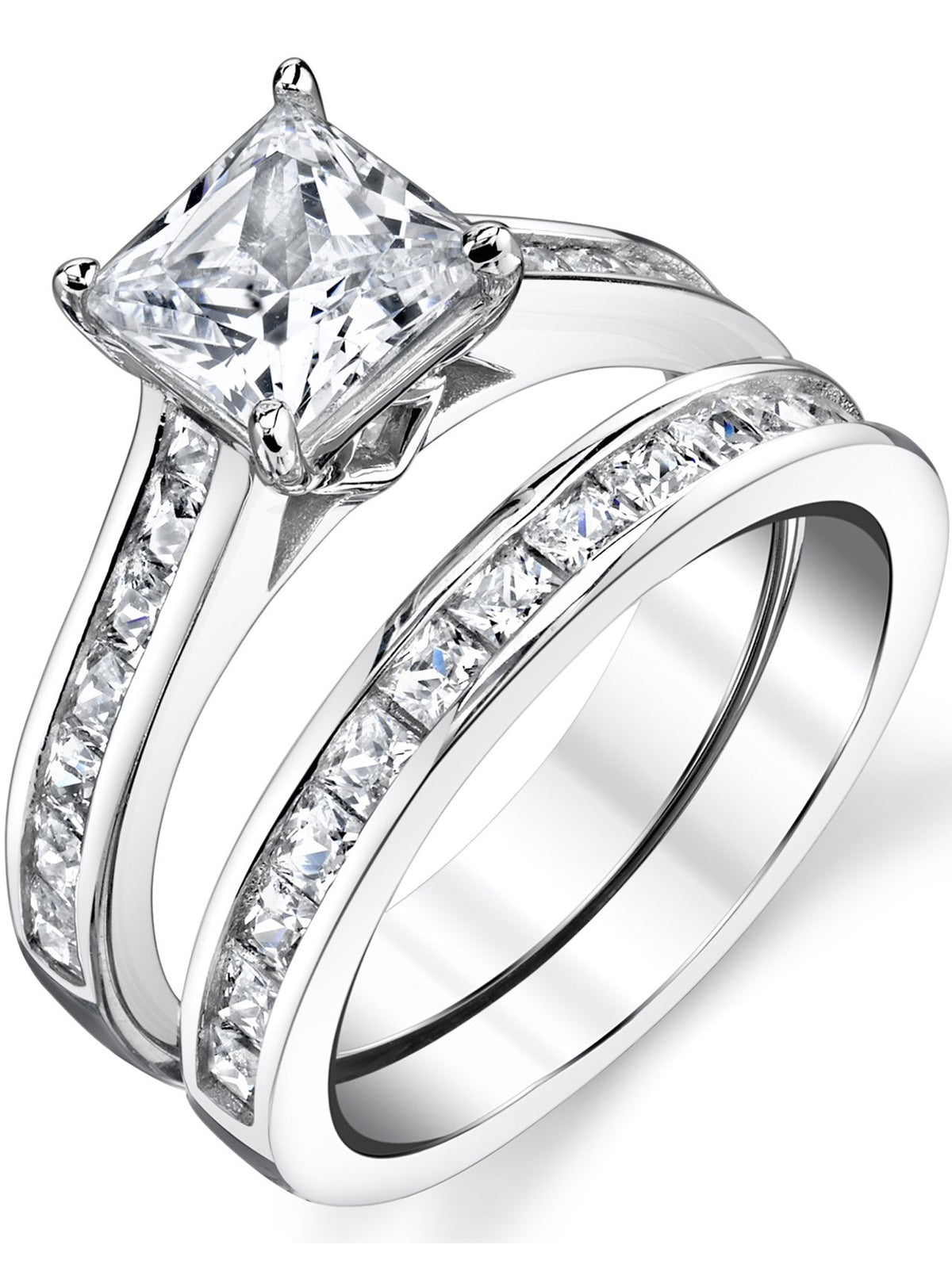 4 3 Carats Sterling Silver Cubic Zirconia Bridal Set - Bonndorf Official Imagery - 1