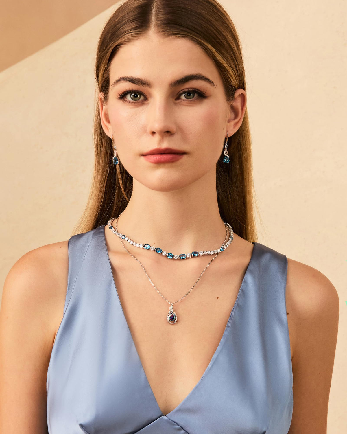 FANCIME TimelessTie Birthstone Necklace Ribbon Design Pendant For Women – close-up detail in 06-Alexandrite