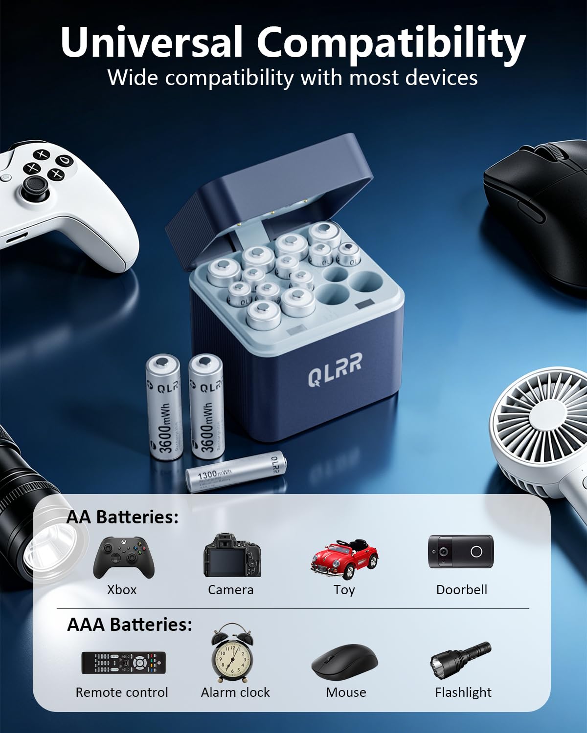 Rechargeable 8AA 8AAA 1 5V Lithium Batteries 3600 1300mWh 16 - QLRR Official Imagery - 6