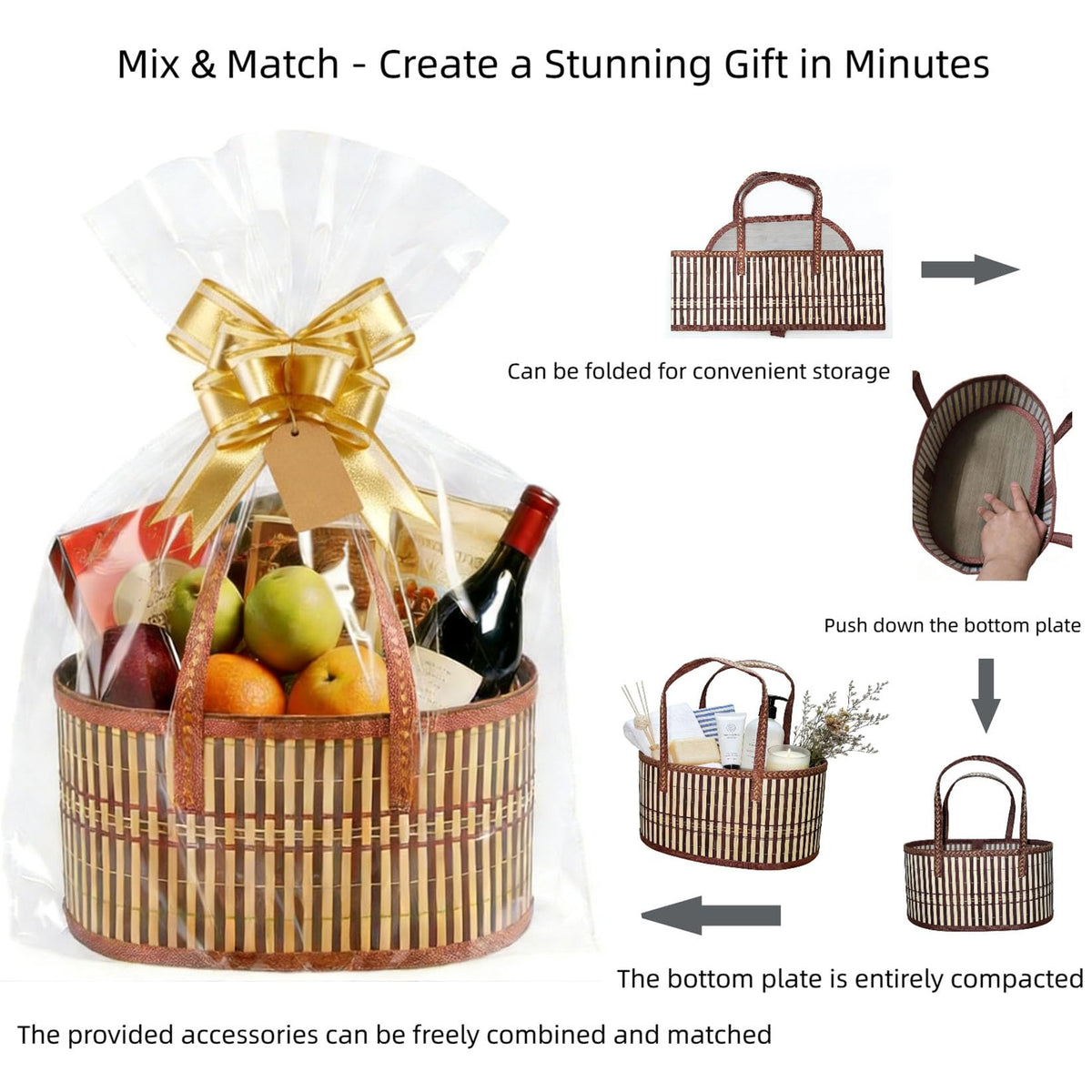 12 Set Baskets for Gifts Empty Bulk Large Woven Bamboo Gift - Premium Selection Official Imagery - 4
