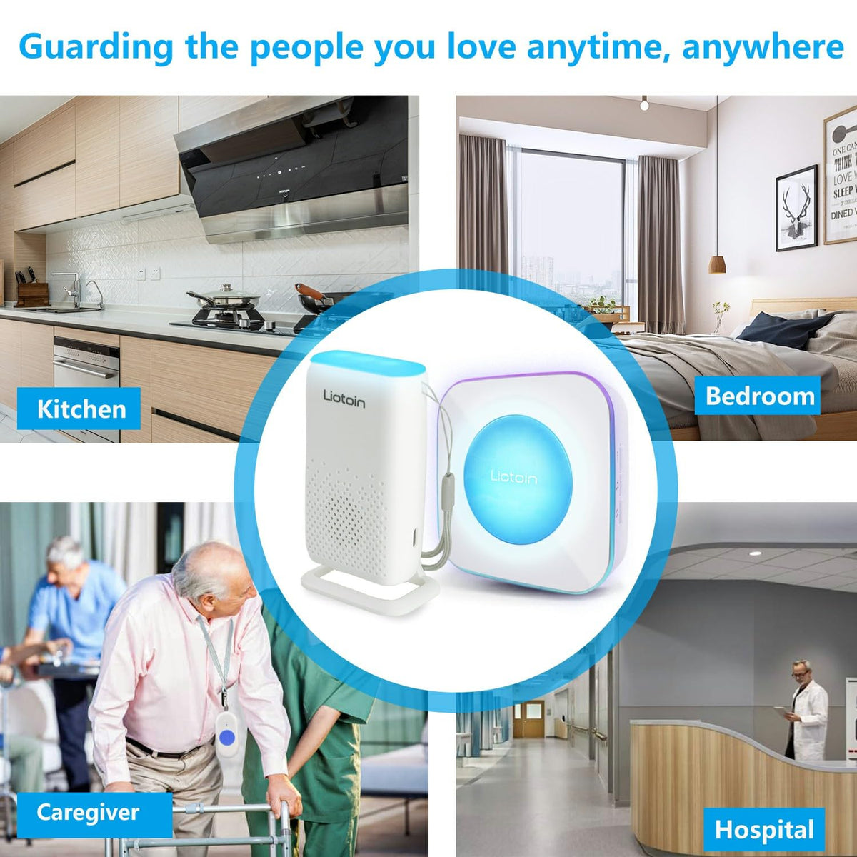 Wireless Caregiver Pager Call Button Alert Button Call Bell - liotoin Official Imagery - 6