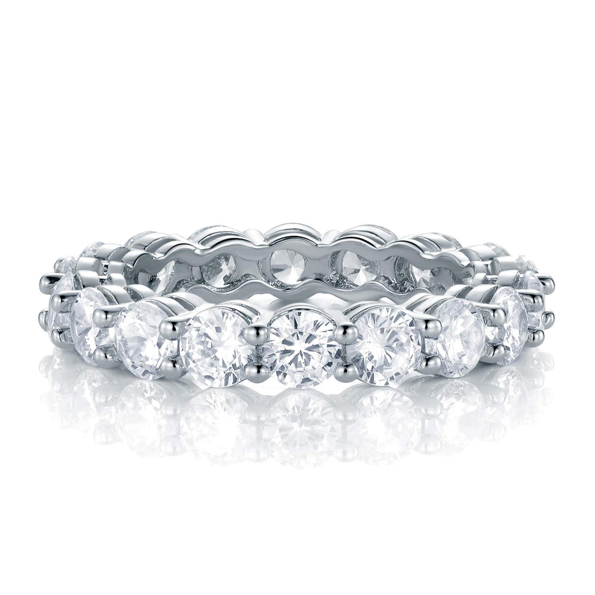 Gemsme 18K White Gold Plated Tennis Necklace/Bracelet/Earrings/Band Ring Sets Hypoallergenic Jewelry Pack of 4 – packagi