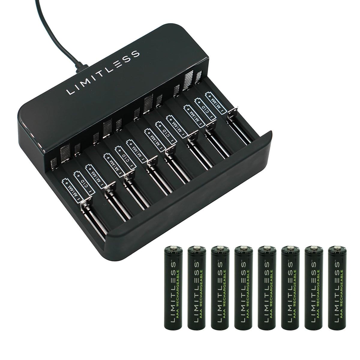Limitless Rechargeable AAA Batteries 8 Pack with Charger - Limitless Innovations Official Imagery - 2