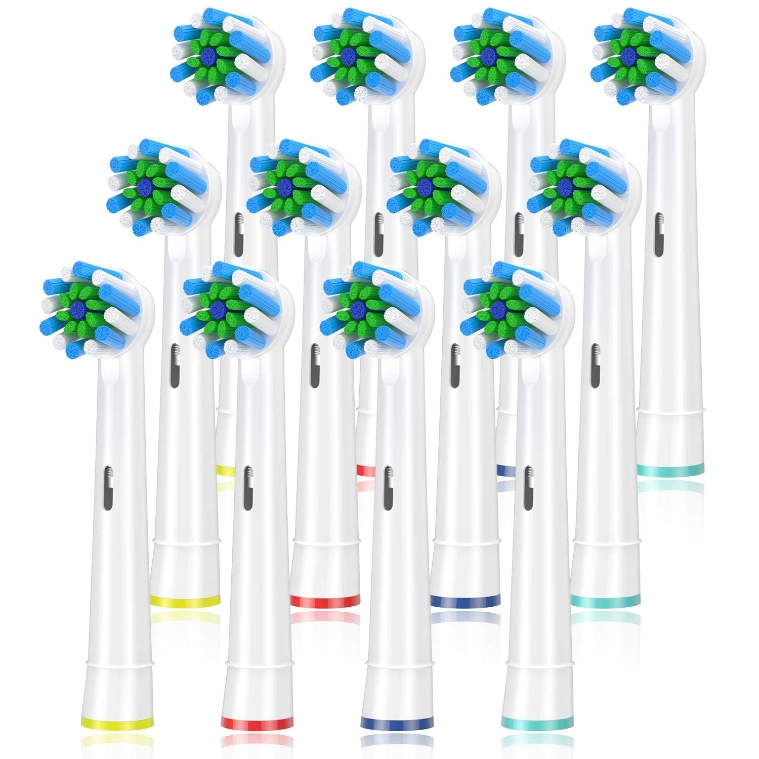 Set of 12 white replacement toothbrush heads for Braun Oral-B electric toothbrushes, compatible with Pro, Smart, and Genius models.