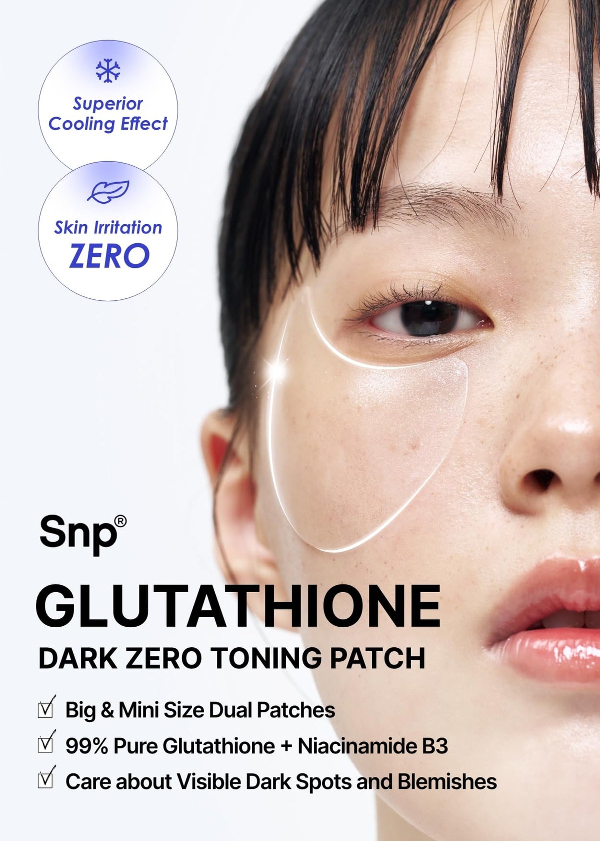 SNP 99% Glutathione + Niacinamide B3 Eye Patch | Nourishing Under Eye Patches for Blemishes and Dark Spots | Under Masks