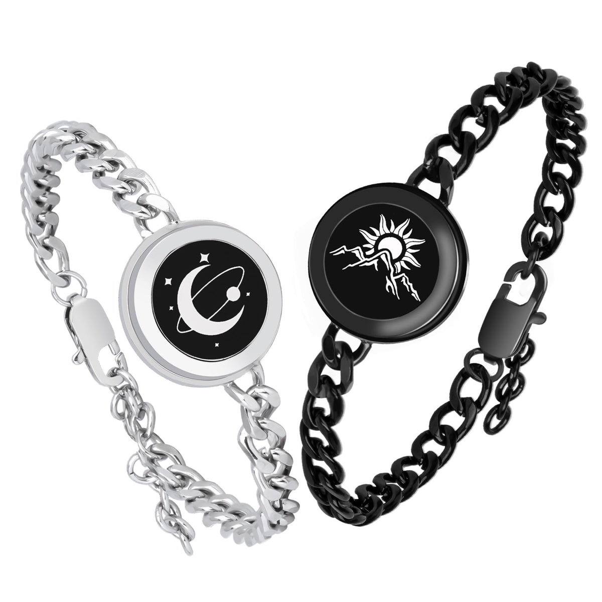 EAOYAO Long Distance Touch Bracelets,Vibration & Light up Remote Smart Matching Couples Bracelet for Couple Long Distanc