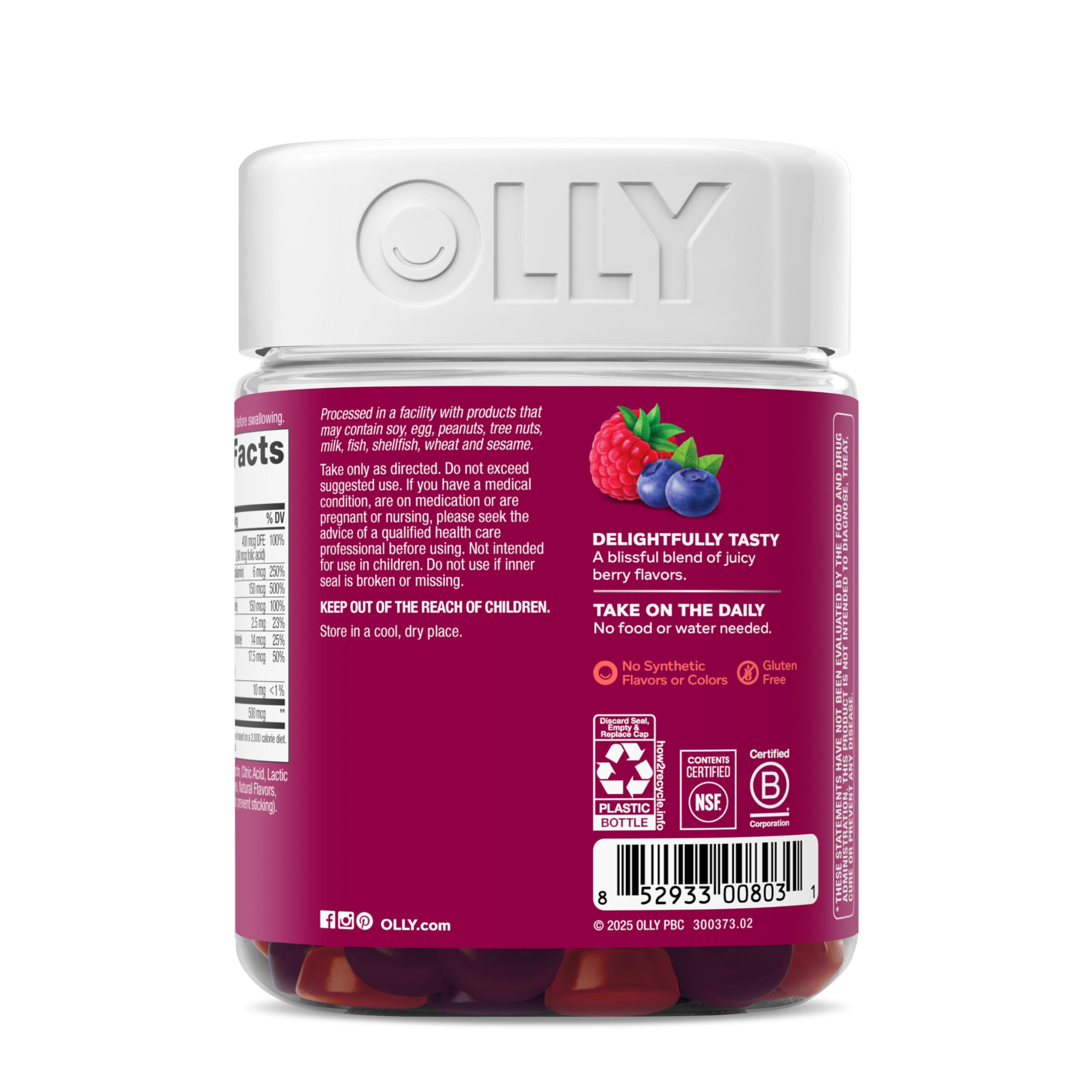 OLLY Women's Multivitamin bottle with 130 count, supporting overall wellness and containing biotin for hair and skin health.