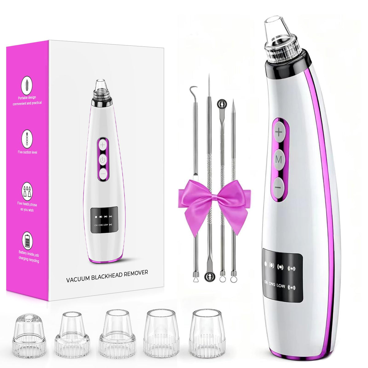 Blackhead Remover Vacuum Facial Pore Extractor 5 Suction - FREESHOW Official Imagery - 2