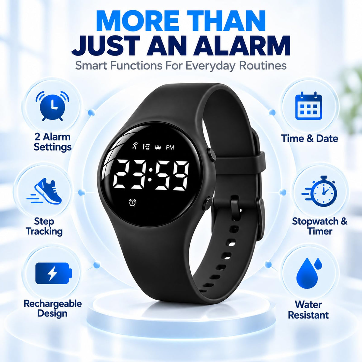 GPQVTVM Vibrating Alarm Wristband Wrist for Heavy Sleepers Clock Teens Shock Watch Bracelet Silent Despertador Wake up D