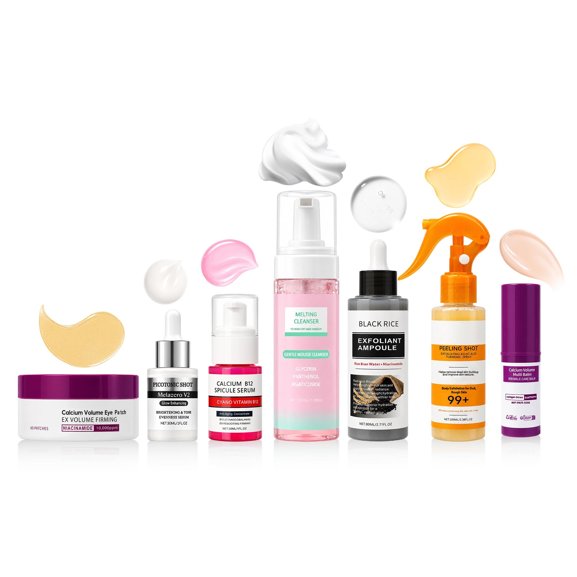 Skincare Routine Set - Facial Care Kit with Cleanser, Serums, - Product Imagery