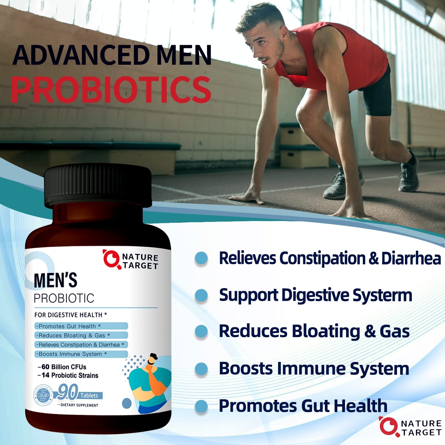 Nature Target Probiotics for Men – 60B CFU, 90 Tablets