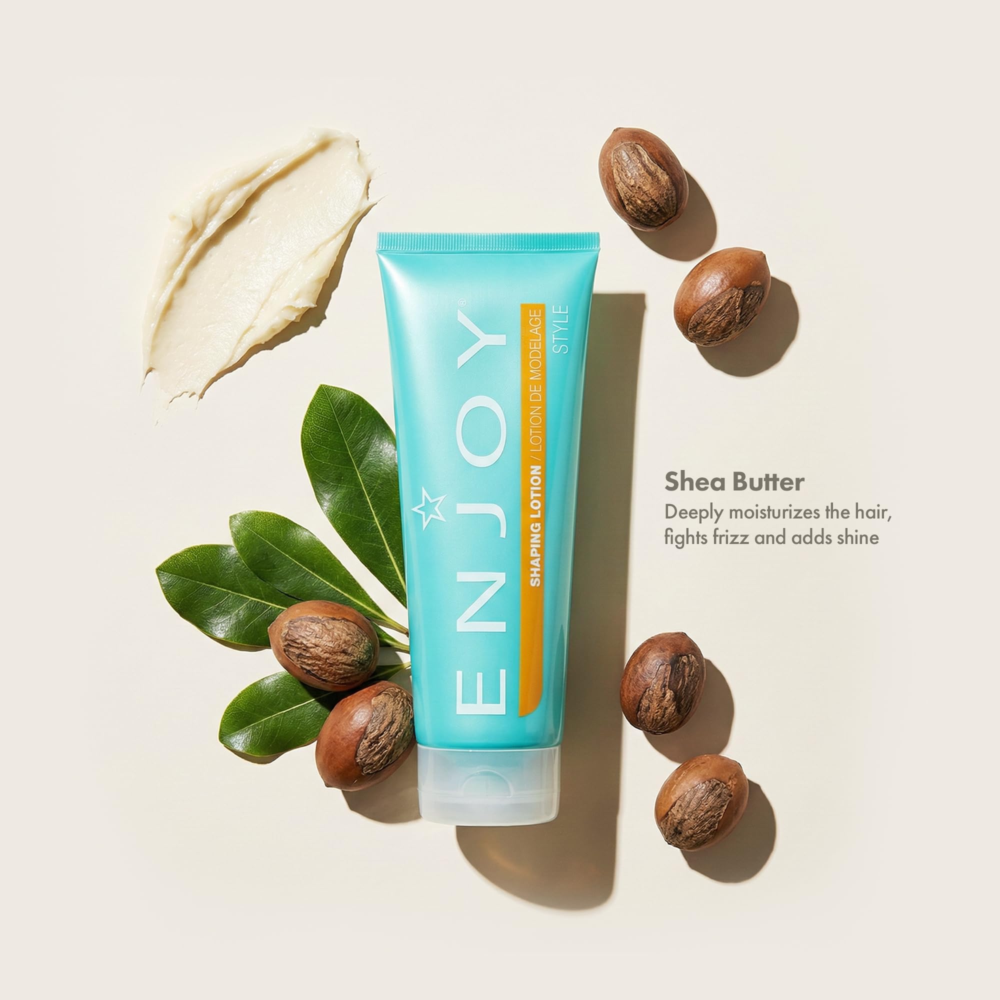 Enjoy Shaping Lotion lightweight styling cream for curls, adding shine, texture, and bouncy hold to hair in 8 oz jar.