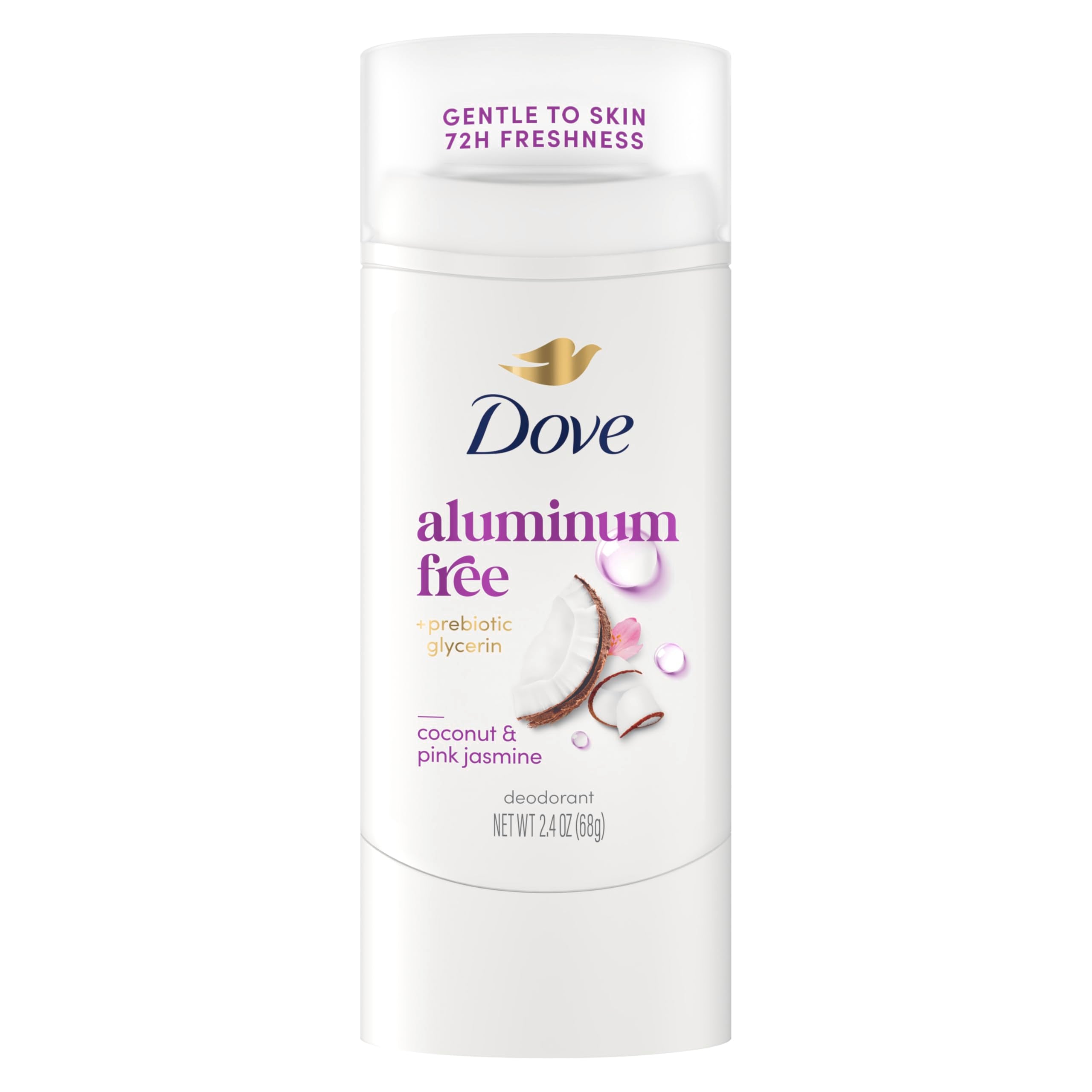 Dove aluminum-free deodorant stick with coconut and pink jasmine scent, 2.4 oz body deodorant product