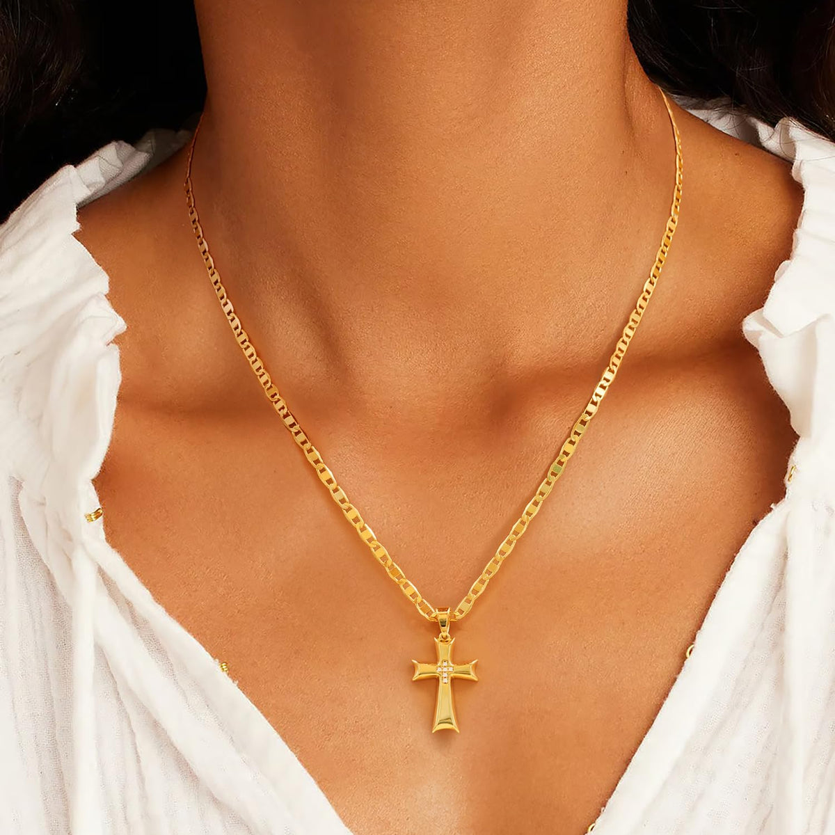 AIGAMIT Cross Necklace for Women Gold Cross Necklaces for Women – full view, size ONE SIZE