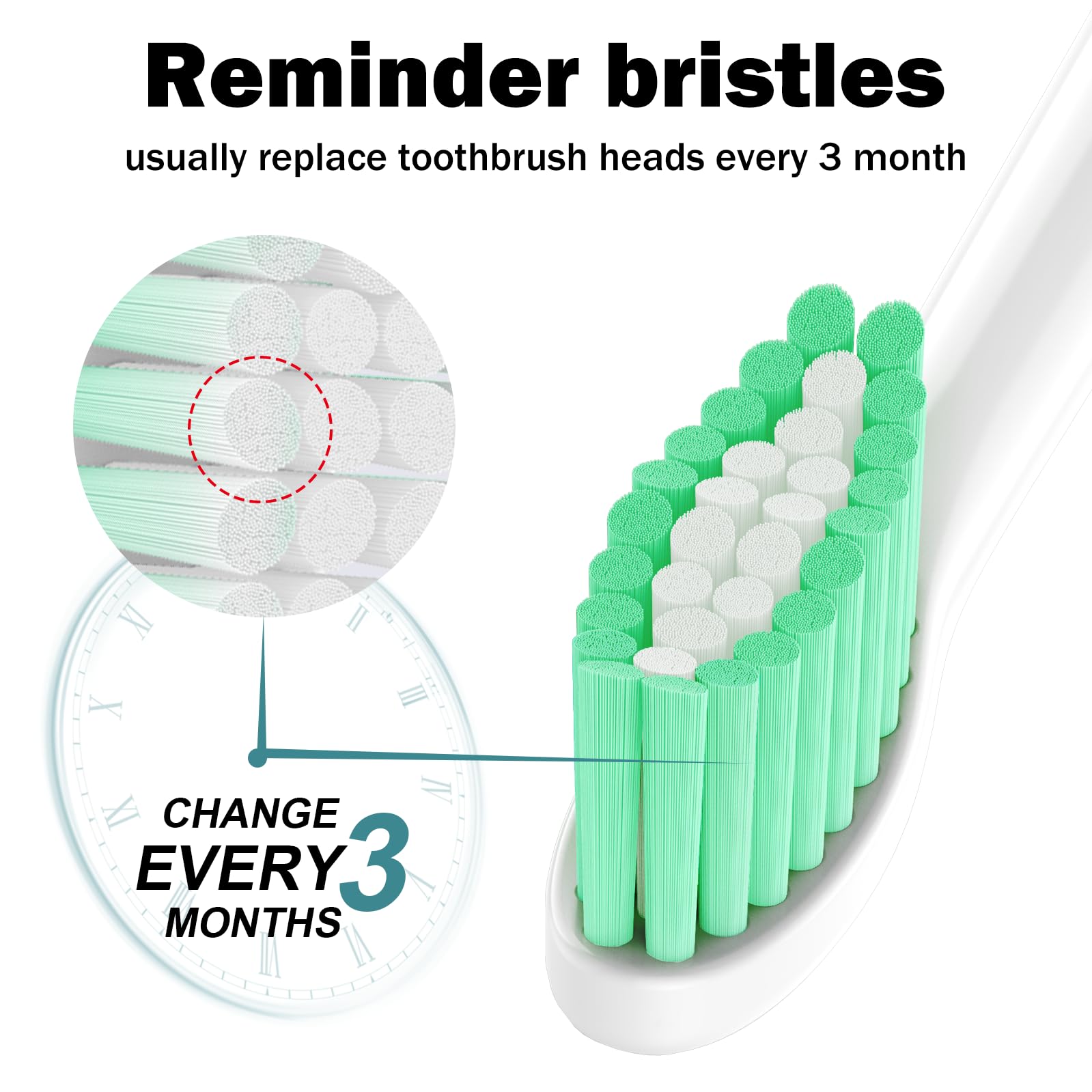 Six HAPPYMOMO replacement toothbrush heads for Philips Sonicare E-Series, Essence, Xtreme, Elite, Advance, and CleanCare models.