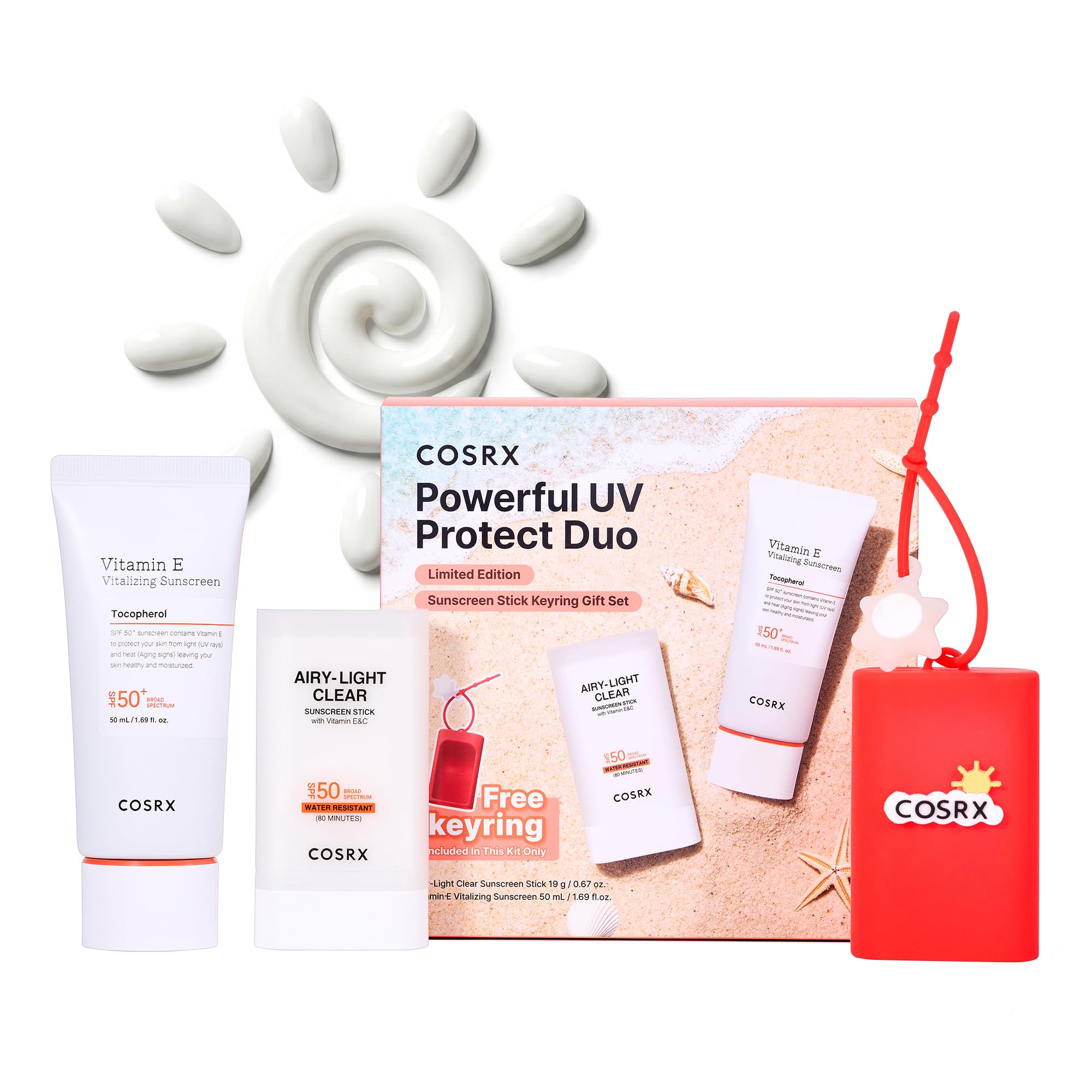 COSRX Vitamin E Sunscreen & Airy Light Sunscreen Stick with - Product Imagery