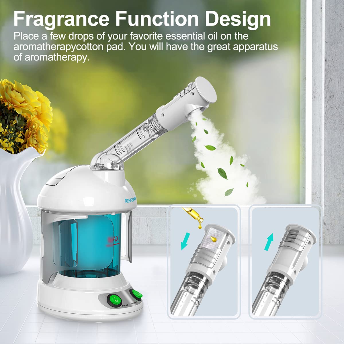 DENFANY Facial Steamer with Ozone Extendable 360 Arm - Denfany Official Imagery - 3