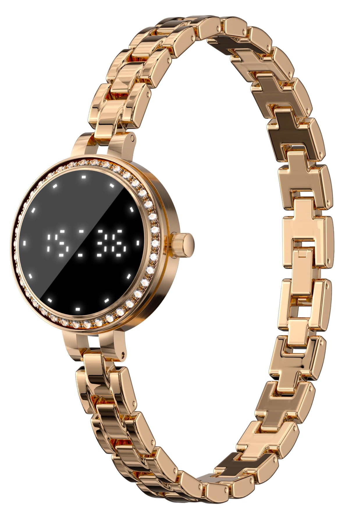 Yihou Smart Bracelet Smart Gold Watches for Women Elegant Round Jewelry Fitness Tracker with Heart Rate Monitor Sleep Tr