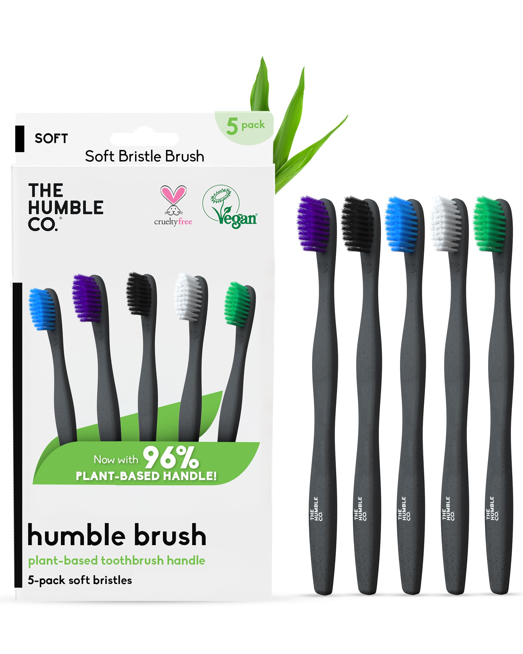 The Humble Co. Plant-Based Soft Bristle Toothbrushes, Black (5 - Product Imagery