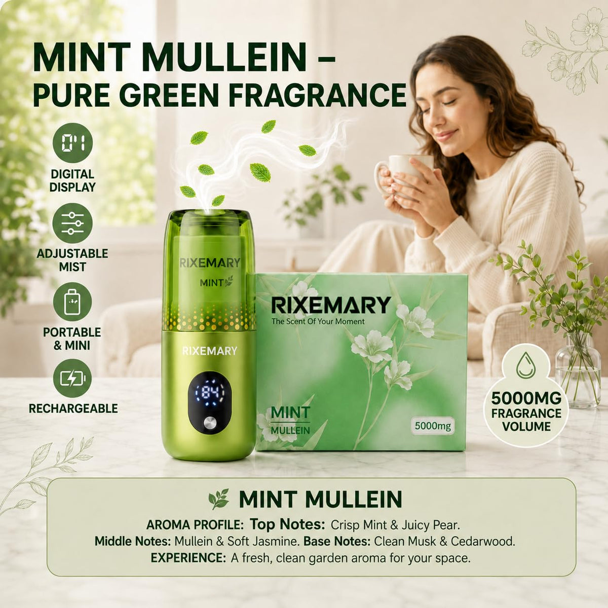 Portable Fragrance Diffuser Rechargeable Digital Display - Lureine Official Imagery - 3