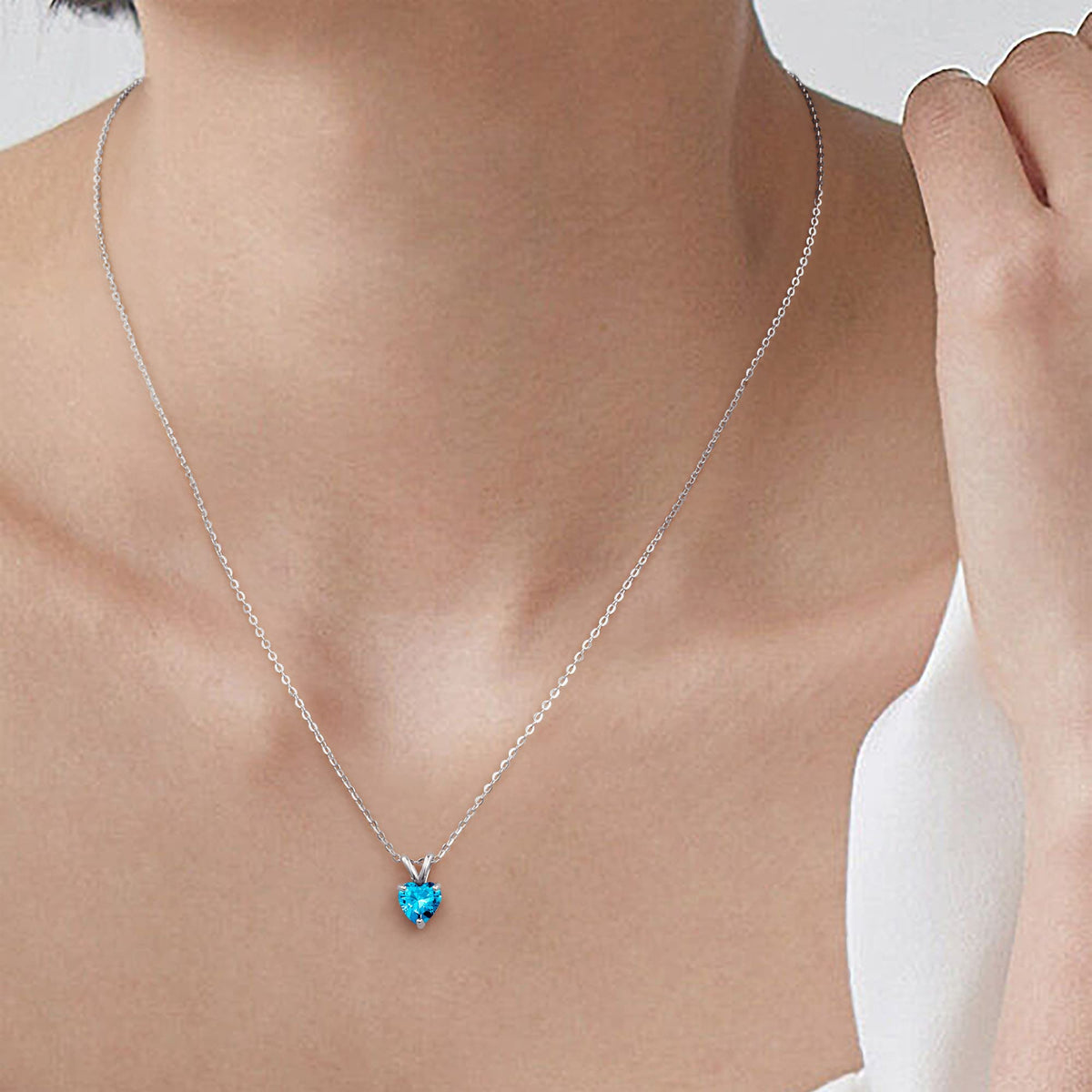 SMILEST Dainty Heart Birthstone Necklace for Women, 925 Sterling Silver – back view and specifications