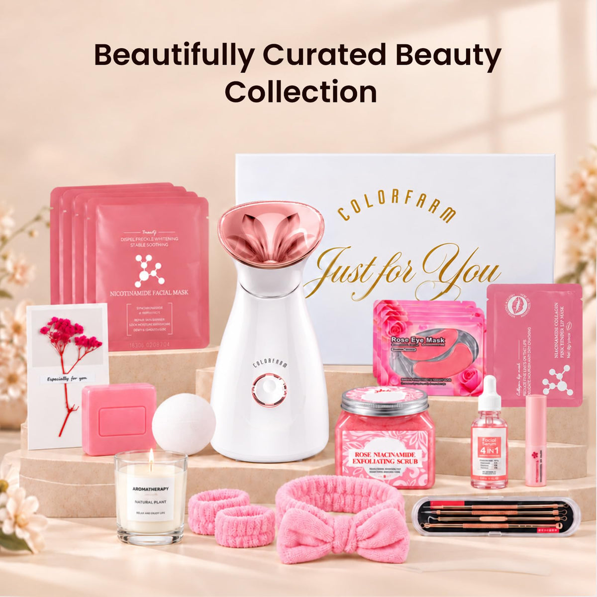 Facial Steamer Spa Gift Set with 12 Skin Care Essentials - colorfarm Official Imagery - 8