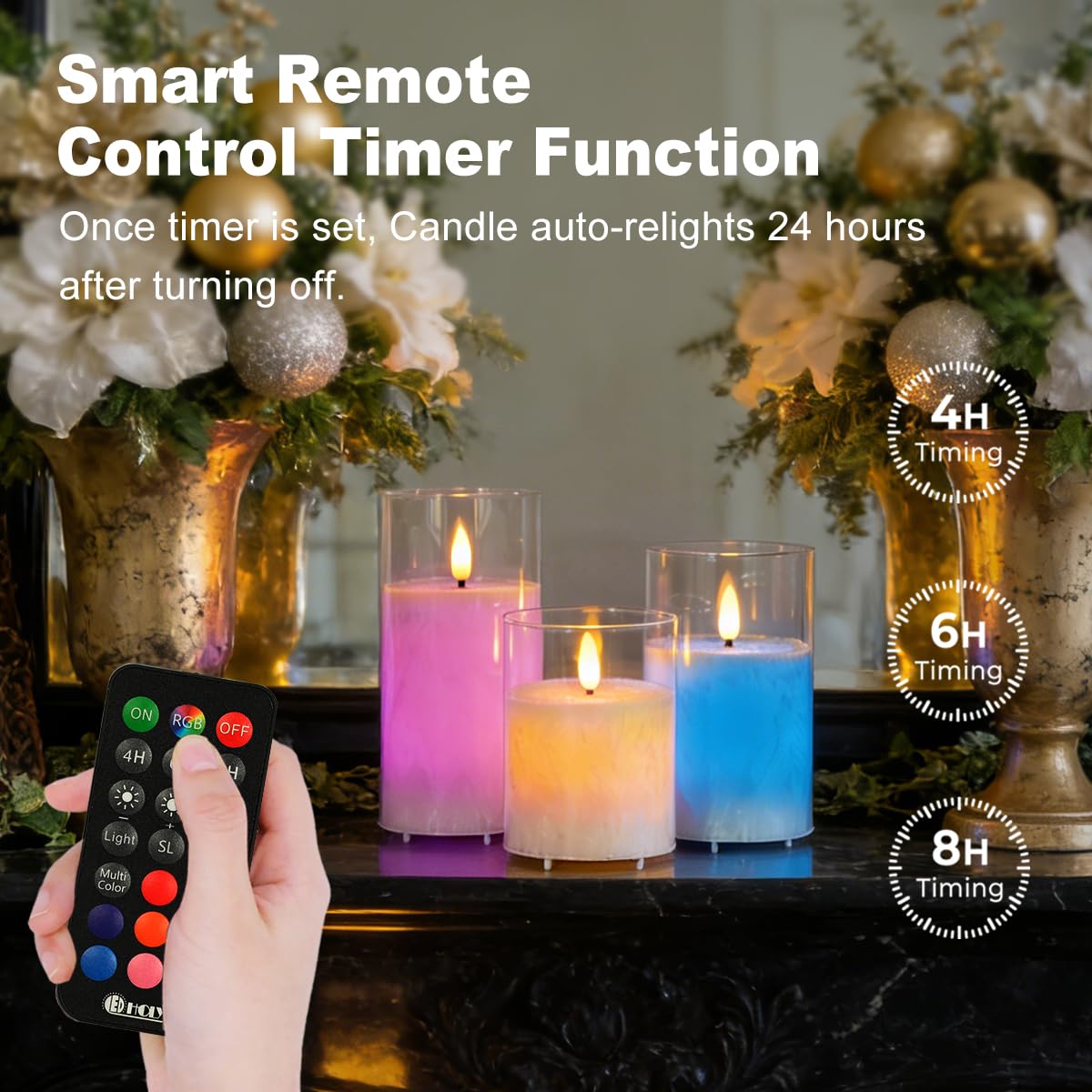 LEDHOLYT Clear Crystal Glass Rechargeable LED Flickering Flameless Candles – product photo (Flameless Candles)