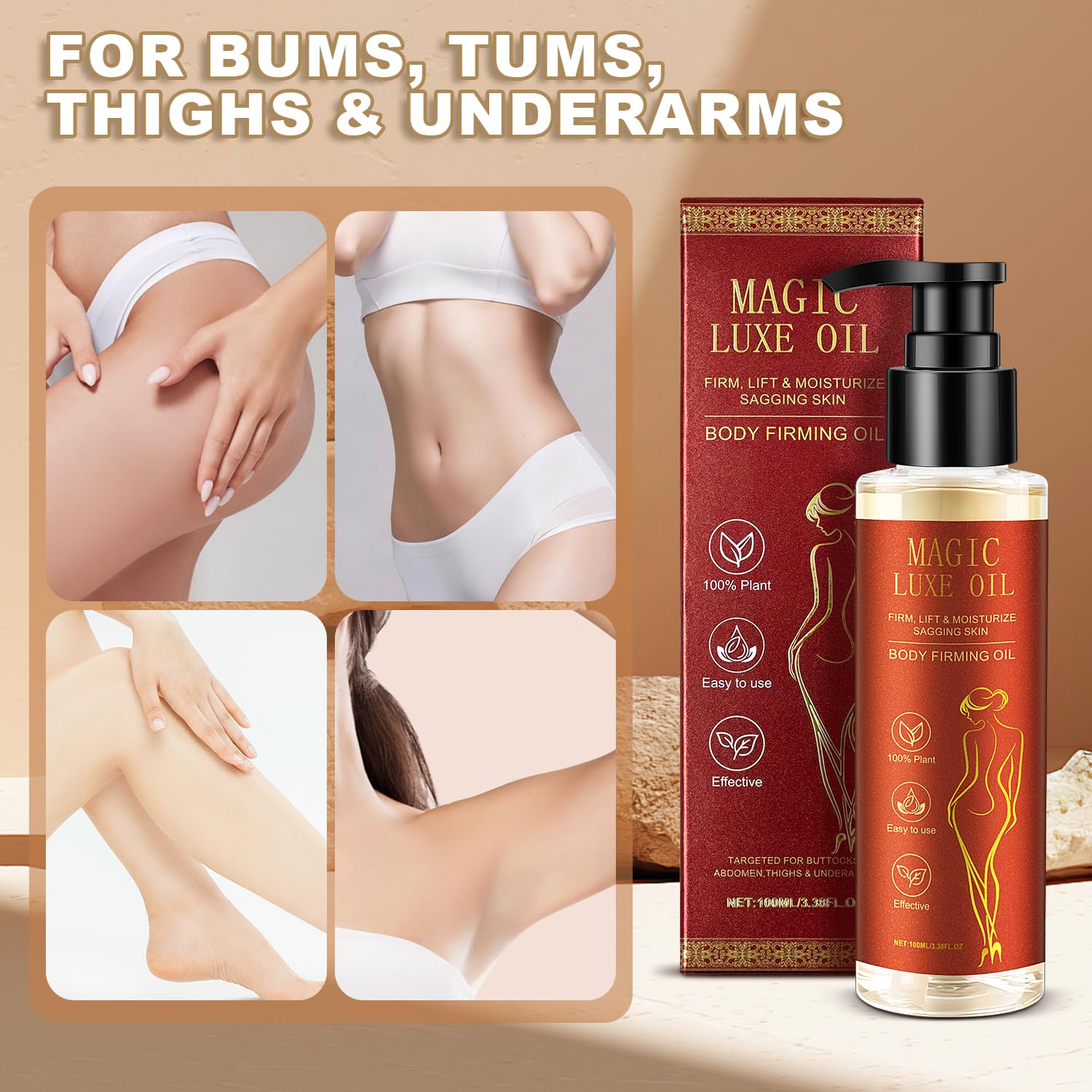 Magic Body Firming Oil, Silk Body Oil for Women, Hydrating Tightening Care for Arms, Abdomen, Thighs, Luxury Spa Gifts 3.38 Fl Oz