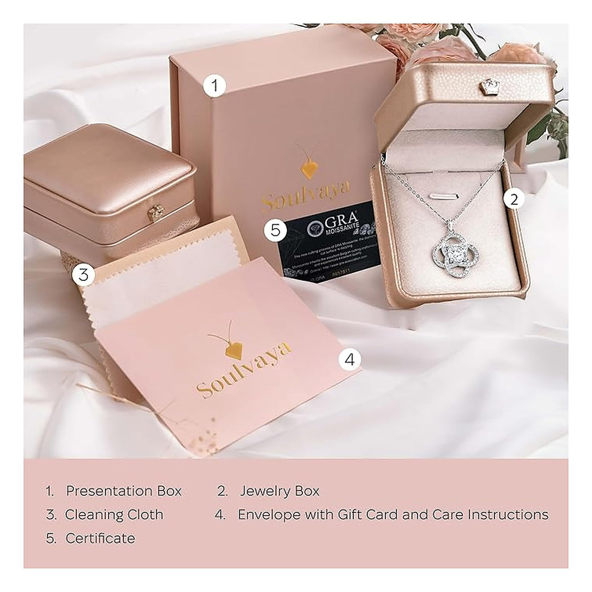 SOULVAYA Moissanite Pendant Necklace for Women – Amulet Symbolizing Safety, Love, Prosperity and Well-Being, Sterling Si